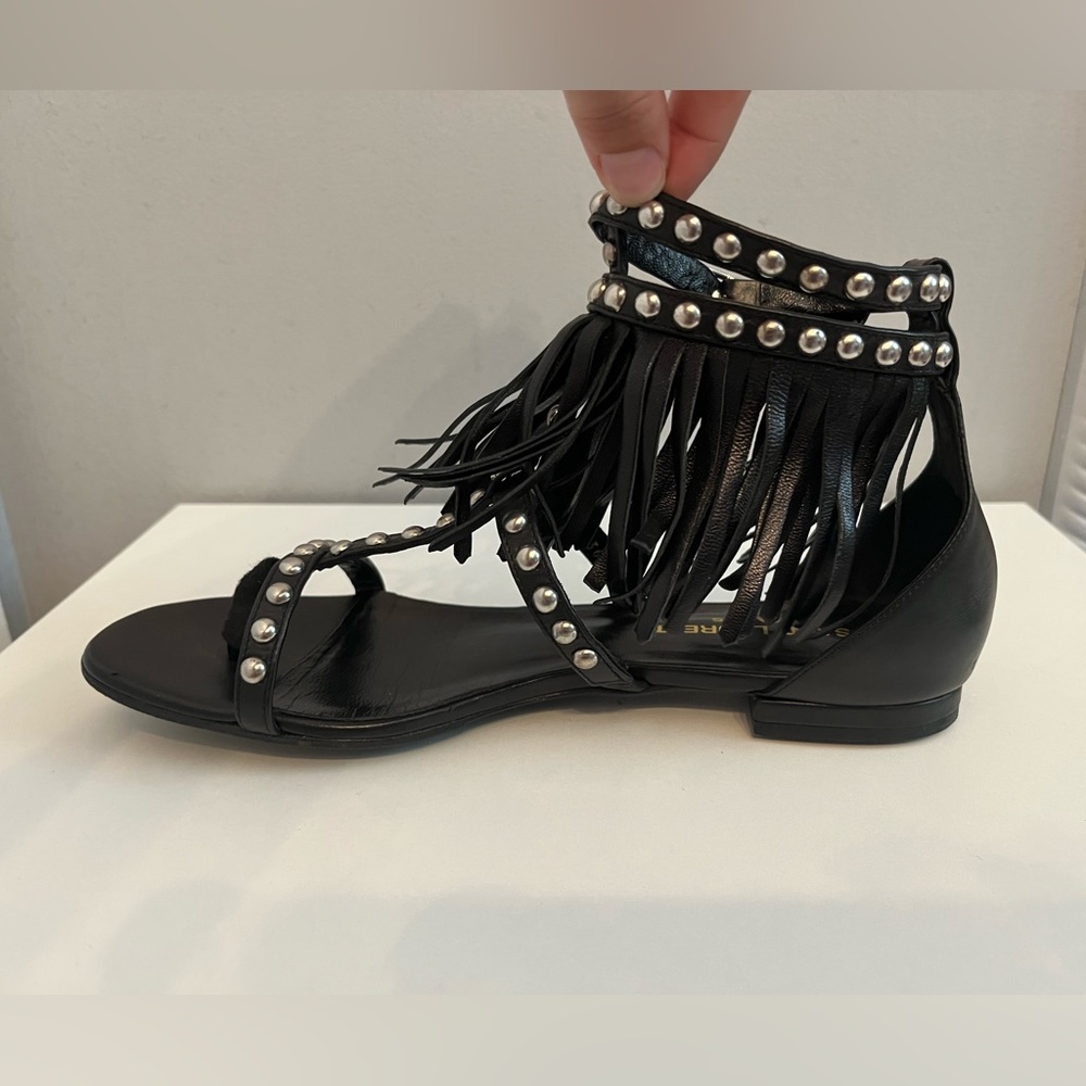 AUTHENTIC Saint Laurent | Leather Fringe Sandals